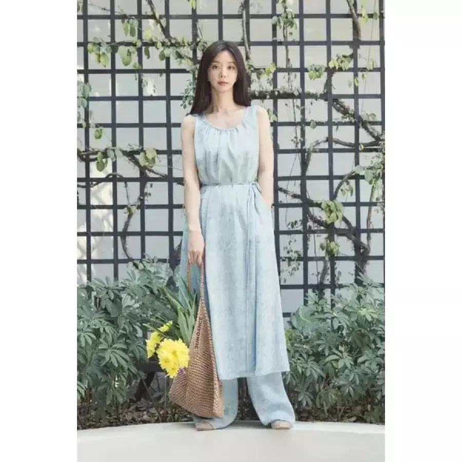 SISLEY ltgt 자카드 턱 셔링 볼륨 슬리브리스 원피스 SAOP41631 SAOP416311 1855729