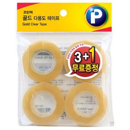 프린텍 단순생활 GR1230-4 골드테이프 리필 12mm x 30m (3+1개)_이미지