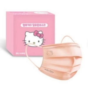 헬로키티 여성용 중형 코럴핑크마스크 100매입 1개 핑크