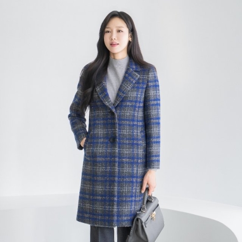마담4060 엄마옷 클래씨마담 블루체크울롱코트-QCO2512019