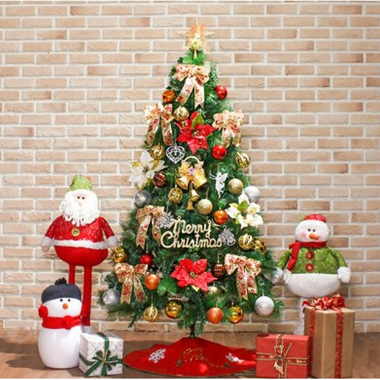 트리 카니발 골드&레드 풍성한 스카치솔잎 풀세트