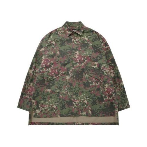 아조바이아조 AJOBYAJO Oversized Camouflage Shirt Burgundy 244729