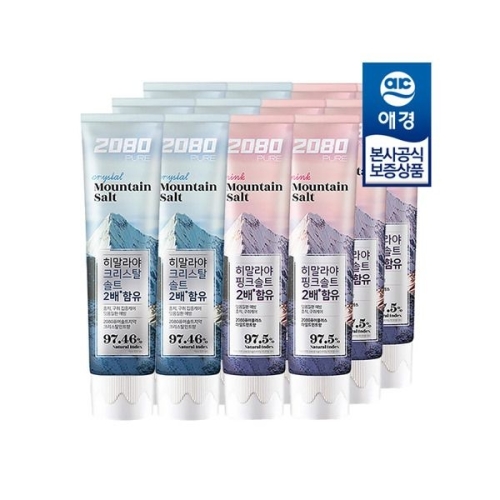 애경 2080 퓨어플러스 핑크 마일드 민트 치약 150g (12개)