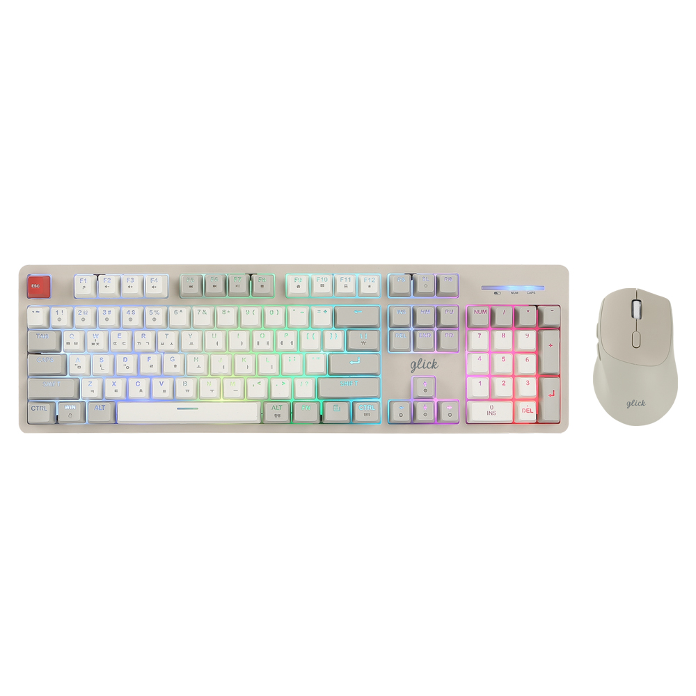 지클릭커 레트로 M 레드 SPRK104 RGB 무선 키보드 무소음 마우스 세트 (RB2)_이미지