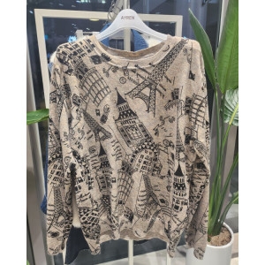  에이렌 더센트럴 탑무늬 니트 티셔츠 RM6KN212 BE FR