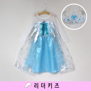 리더키즈 엘사 눈꽃 망또 드레스 겨울왕국 원피스 왕관