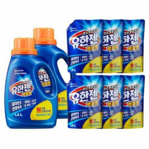 유한젠 산소계표백제 액체형 1.4L + 리필 1.8L (본품2개+리필6개)_이미지