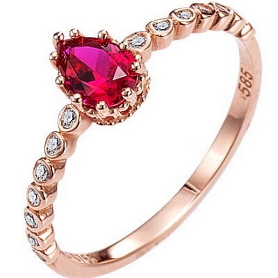 14K 티어레드루비 반지