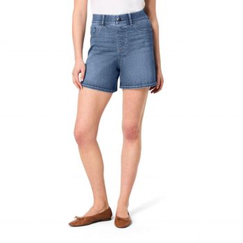 스팽스 풀온 하이 웨이스트 미드 허벅지 데님 쇼츠 7570937_이미지