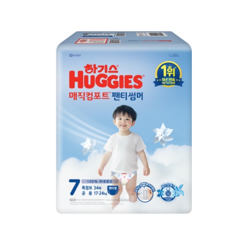 유한킴벌리 하기스 2025 매직컴포트 썸머 팬티형 7단계-공용 (34매)