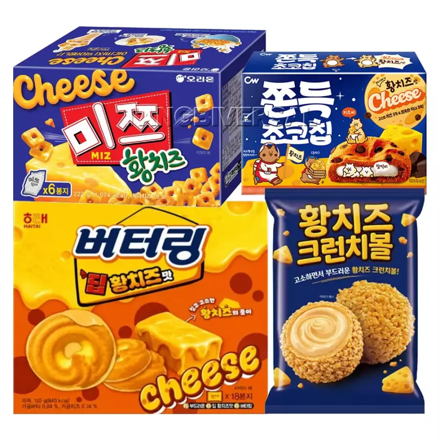 미쯔 황치즈 222g + 버터링 155g + 쫀득초코칩 90g + 황치즈 크런치볼 60g (1개)