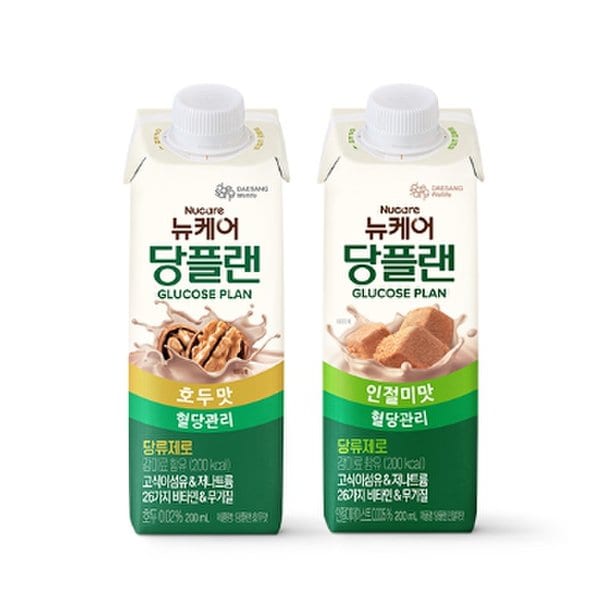 대상웰라이프 뉴케어 당플랜 호두맛 클래식 200ml 24개 + 인절미맛 클래식 200ml 24개