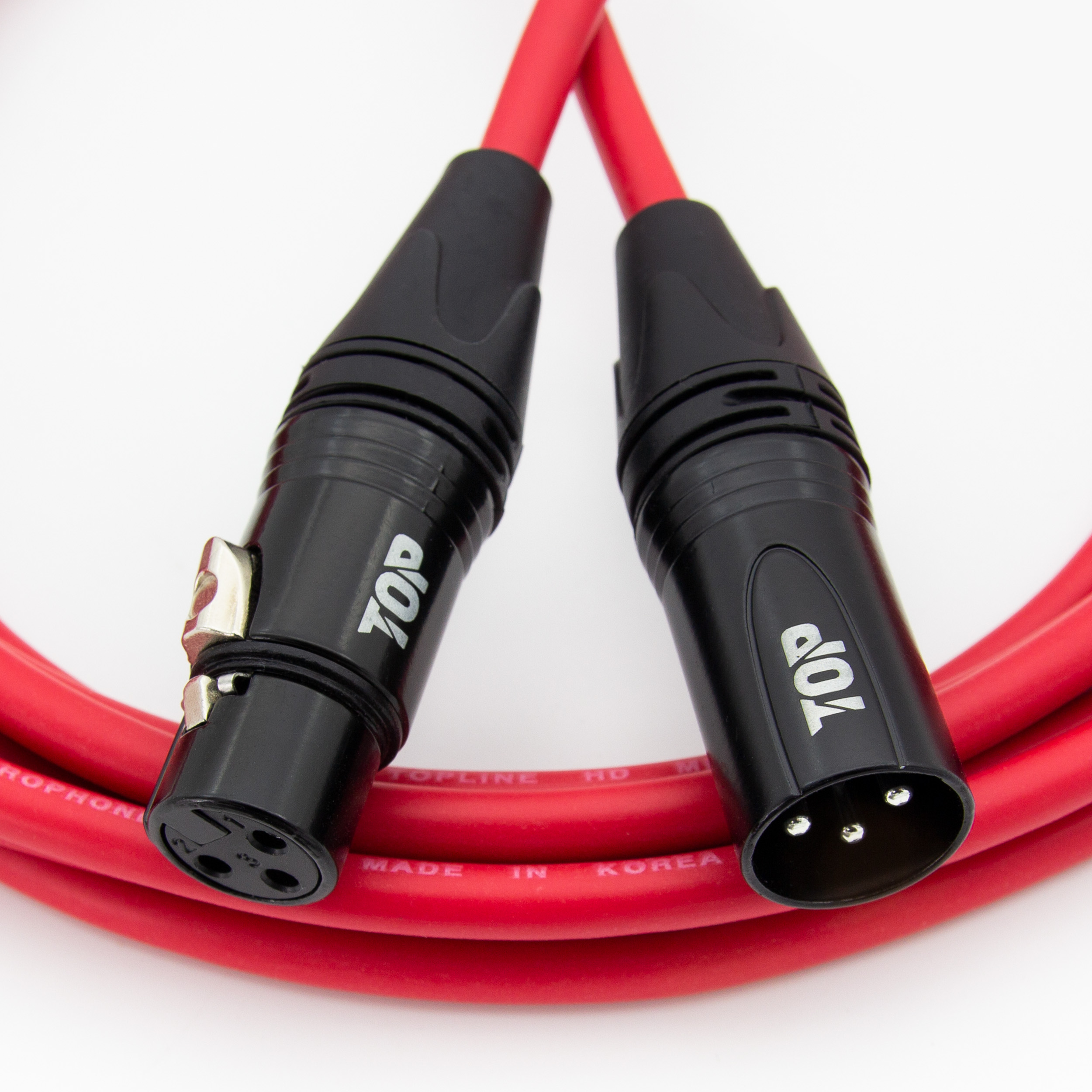 탑라인에이치디 HDTOP XLR 암수 마이크 연장 케이블 블랙레드 (2m, HT-TP5894)_이미지