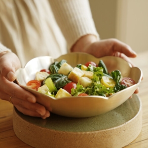 죽전도예 놋담 방짜유기 꽃 샐러드볼 (2개)