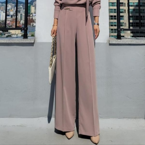 골드 장식 하이 와이드핏 통 바지 팬츠 가을 슬랙스 18642604A