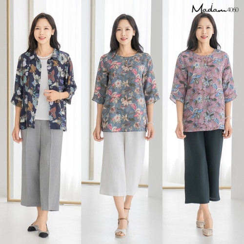 마담4060 여성 풍기인견 자켓+블라우스 세트_이미지