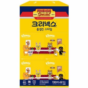 크리넥스 카카오 홈<b>냅킨</b> 스타일 130매 (6입)