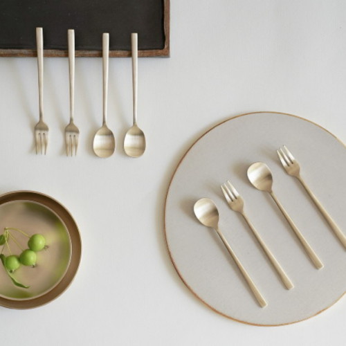 죽전도예 놋담 방짜유기 티스푼 티포크 2P (4개)