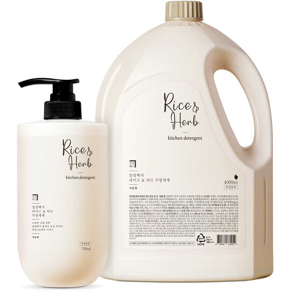 라이스 앤 허브 주방세제 석류향 750ml + (리필 4L)
