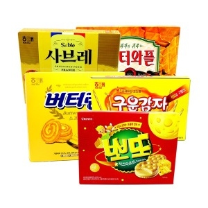 크라운제과 과자세트 탕비 간식 캔디 파이 비스켓 스낵 버터와플