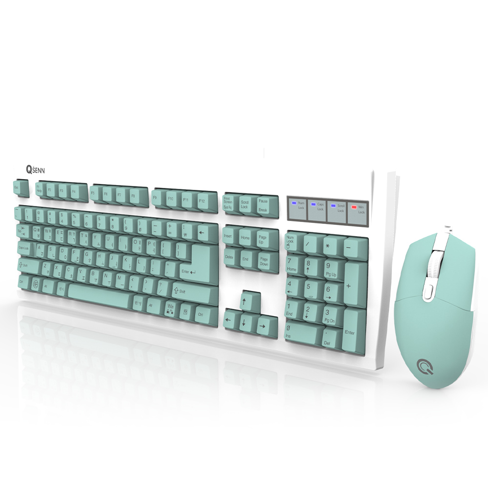 QSENN KM3500 Plus 키보드 마우스 세트 (민트)_이미지