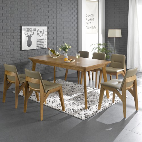 케미에르 바닐라 원목 식탁 엔틱 1600 (의자6개)_이미지