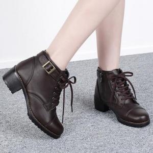 [불명] W-10720 레이스업 여자 워커 미들힐 5cm 워커힐 가을_이미지