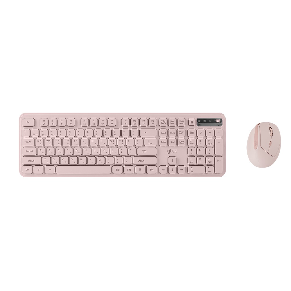 지클릭커 오피스프로 WMK760 사일런스L 무선 키보드 마우스 세트 (핑크)_이미지