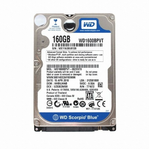 Western Digital WD Scorpio Blue SATA2/5400/8M/노트북용/해외구매 (160GB, WD1600BPVT)