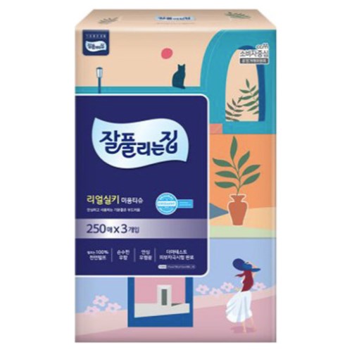 잘풀리는집 리얼실키 미용티슈 250매 (3입) (2팩(6입))_이미지