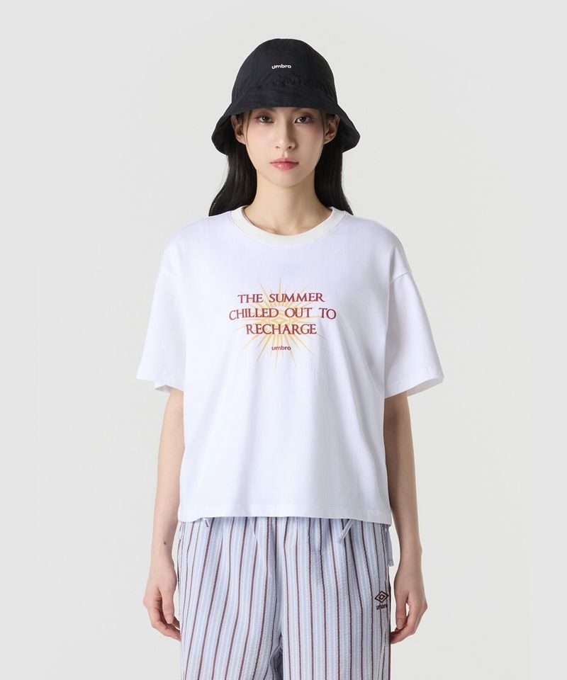 엄브로 UR222CRS68_WHT0 여성 반팔티 기능성반팔티 코지코어 우먼스 쿨피마 그래픽 반팔 티셔츠 화이트 637_이미지