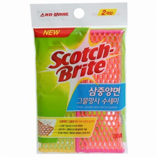 3M 스카치브라이트 삼중양면 그물망사 수세미 (15개)_이미지