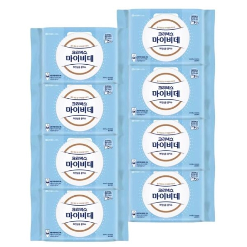 크리넥스 마이비데 클린케어 화장실용 물티슈 캡형 60매 (8팩)_이미지