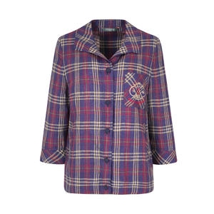 패션그룹형지 크로커다일레이디 린넨 자수 체크 셔츠형 자켓 CLDMJK109