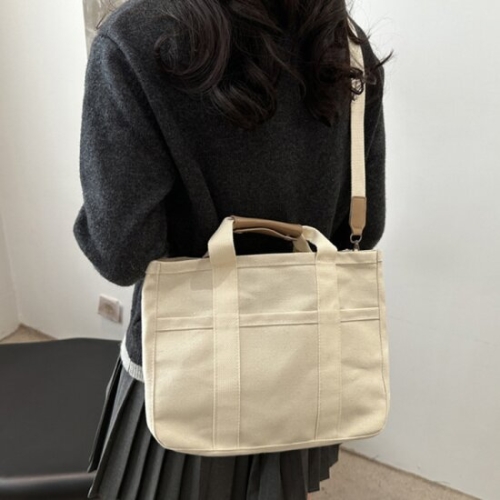 디어백 무지 멀티 포켓 캔버스 에코백_UN2503_이미지