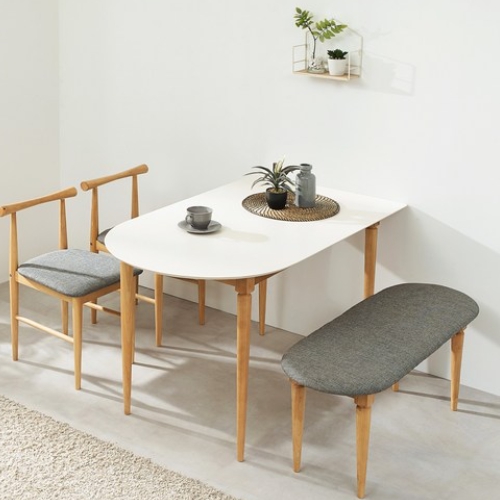 헤즈로  에덴 반원 원목 식탁 1200 (의자별도)