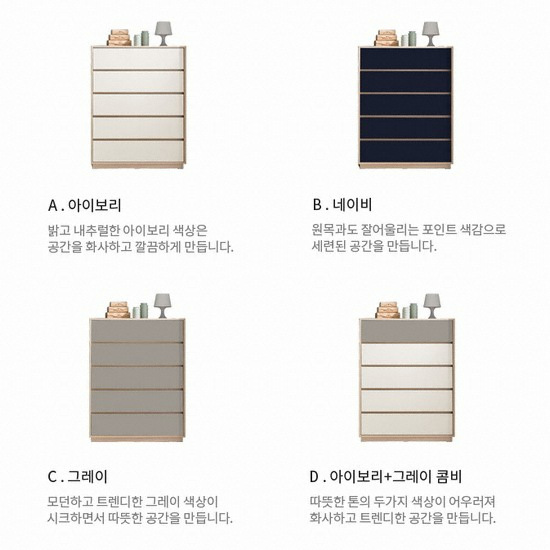 장인가구 아이브 크라운 5단 빅와이드 서랍장 1000_이미지