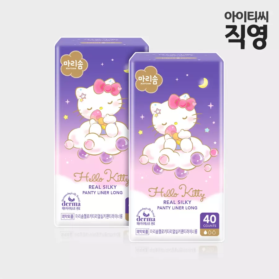 마리솜 헬로키티 리얼실키 팬티라이너 40개 (6팩(240개))_이미지