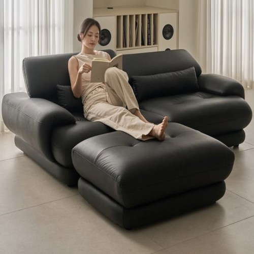 휴도 온유의 동백 무빙 헤드레스트 가죽 소파 3인용 (스툴포함)_이미지