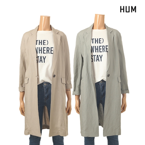 HUM 여 린넨라이크 롱자켓 FHNECJV551M_이미지