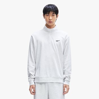 남녀공용 그레이 캐쥬얼 긴팔 반집업 티셔츠 / 봄가을 반폴라 긴팔티 PW3MF24S121_IC