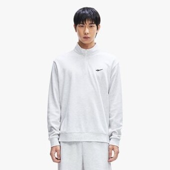 코튼폴리 남녀공용 그레이 캐쥬얼 긴팔 반집업 티셔츠 / 봄가을 반폴라 긴팔티 PW3MF24S121_IC