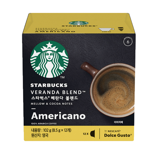 네슬레 네스카페 돌체구스토 스타벅스 베란다 블렌드 캡슐커피 12캡슐 (1팩)