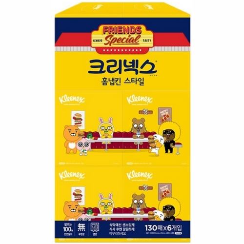유한킴벌리 크리넥스 카카오 홈냅킨 스타일 130매 (6입) (2팩)