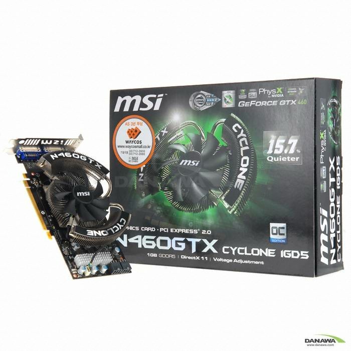 MSI 지포스 GTX460 N460GTX CYCLONE OC D5 1GB + Mini-HDMI_이미지