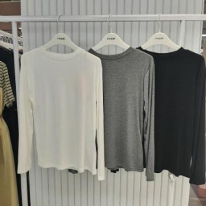 무자크 17 HC17 LGB-34 블랙 여성 가을 라운드 기본 티 MP7WTS08 S40953519