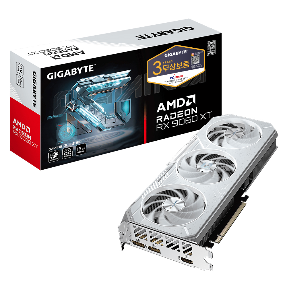 GIGABYTE 라데온 RX 9060 XT Gaming OC ICE D6 16GB 피씨디렉트이미지입니다. 누르면 해당 게시물로 새창이동합니다.