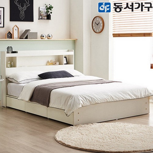 동서가구 펜타 1단 3서랍 LED침대 Q (9존독립스프링)_이미지