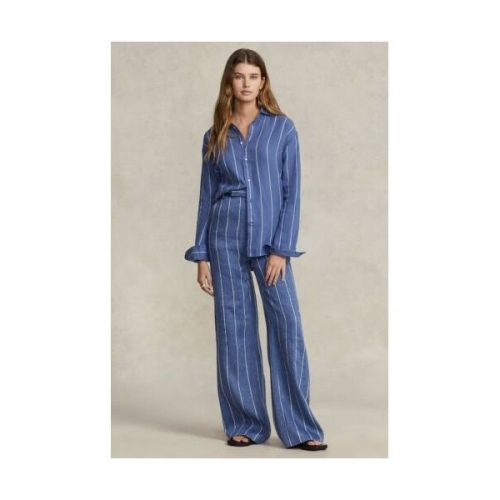 랄프로렌 폴로 303556 여성 스트라이프 린넨 셔츠 블루 사이즈 10 2596438