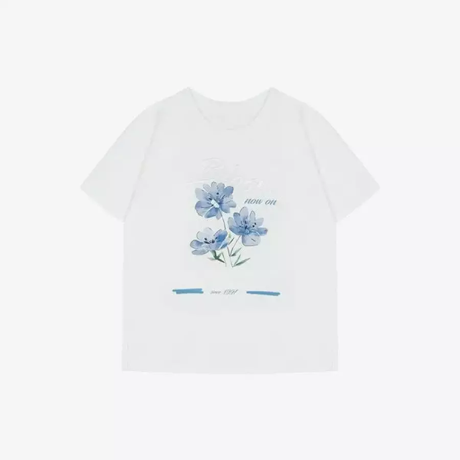 컬러풀 플라워 프린트 반팔 티셔츠 SHM2080DII 35906385